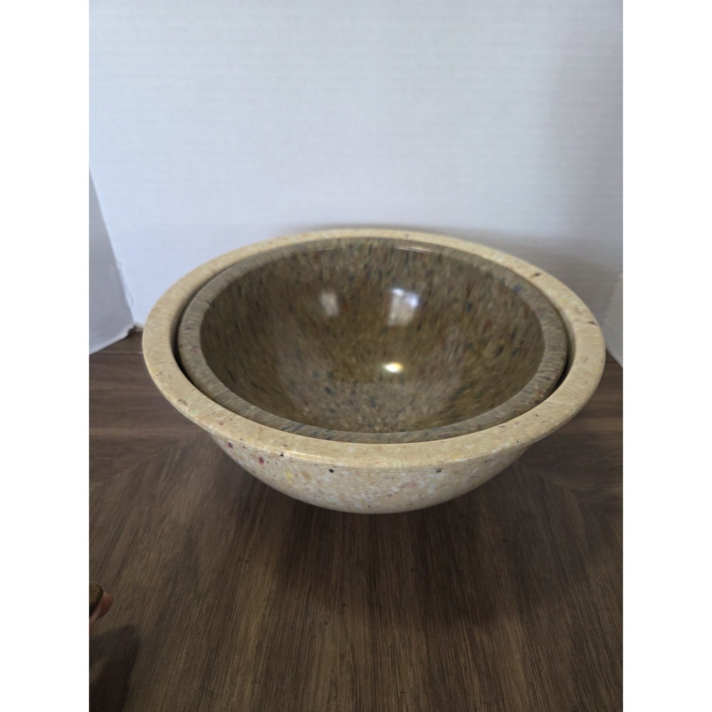 vintage Texas Ware confetti splatter mixing bowl, set 2, OOP, MOD, Cottagecore